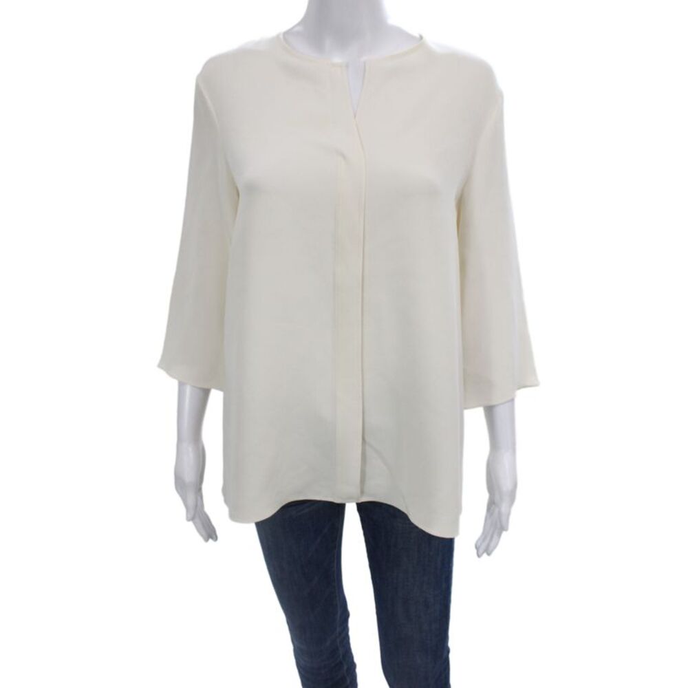 Peter Cohen Women Tunic Blouse Beige 3/4 Sleeve Round Neck Size L